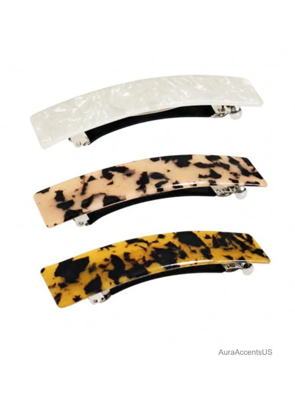 Large Tortoise Shell French Hair Barrettes Acrylic Anti-Slip Clips Women